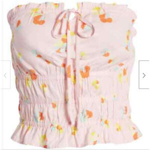 BP Smocked Tube Top-Pink Floral - Medium